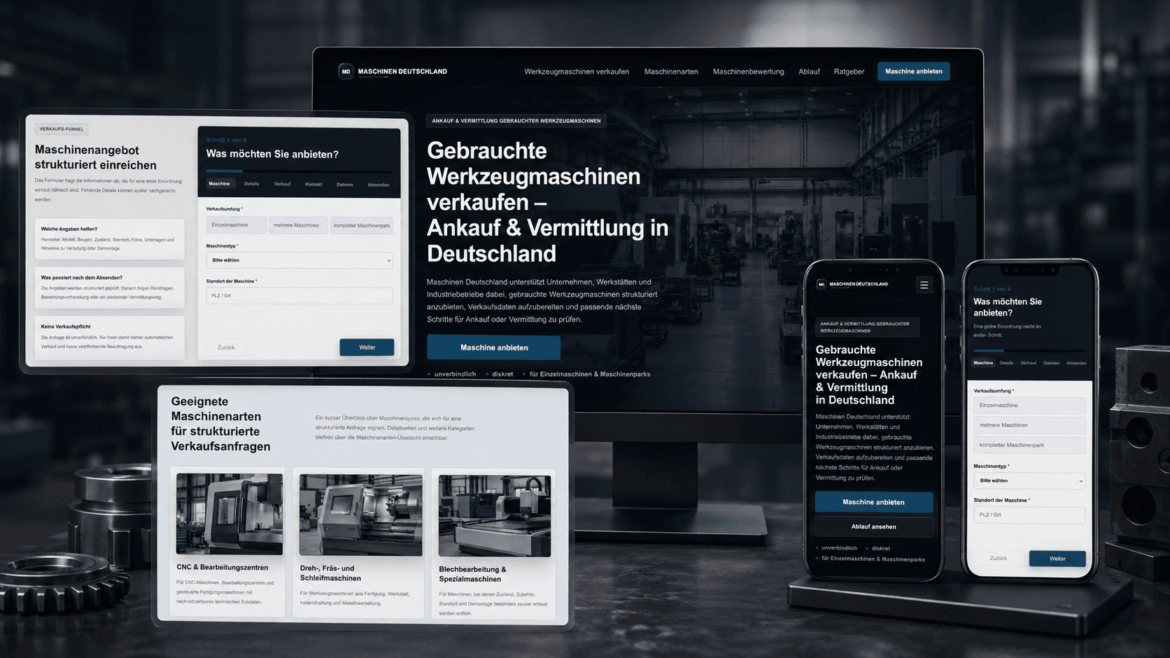 Projektbeispiel für eine B2B-Website im Maschinenhandel