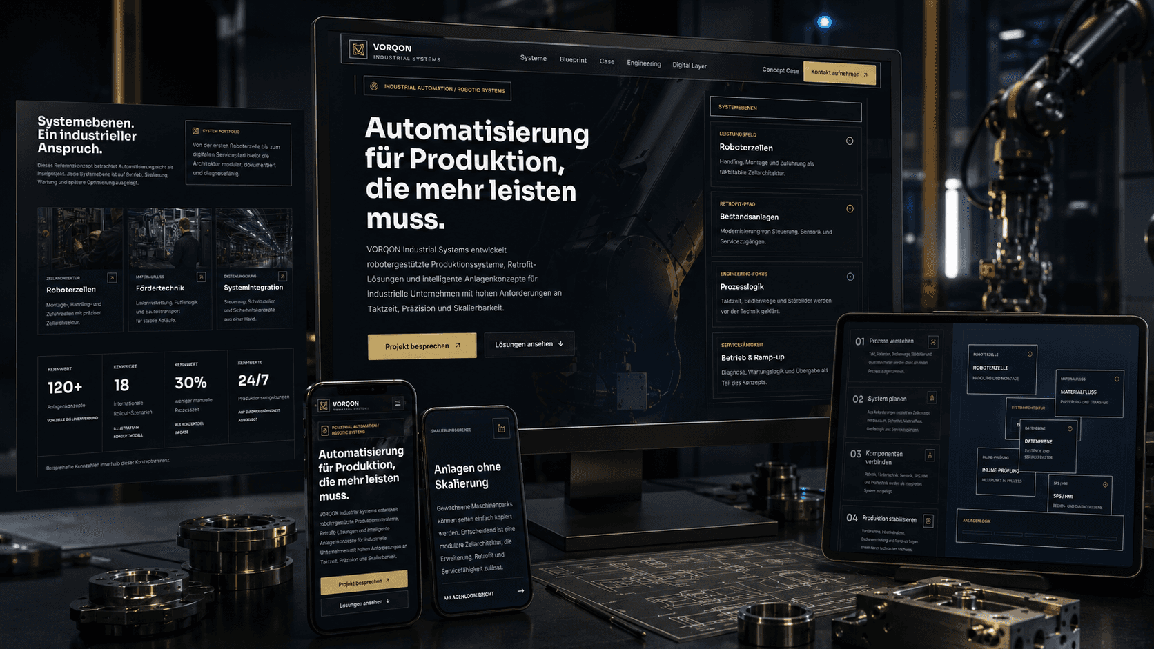 Projektbeispiel für ein technisches B2B-Webdesign-Konzept