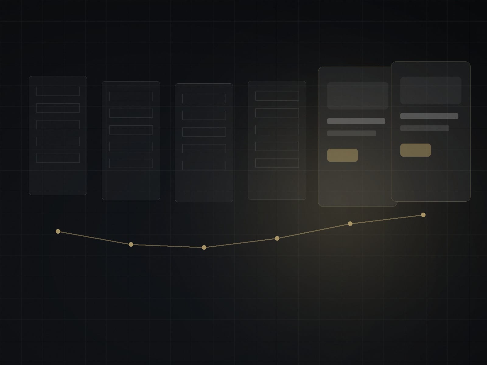 Ruhige Prozessgrafik für Strategie, Design, SEO und Anfrageführung