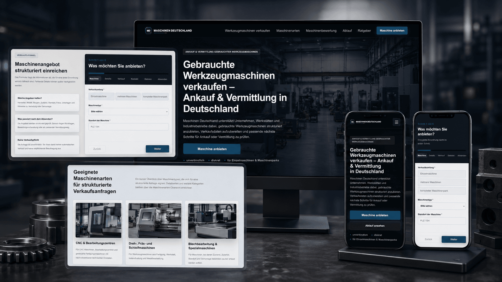 Maschinen Deutschland: Projektbeispiel für Website-Struktur und Designrichtung