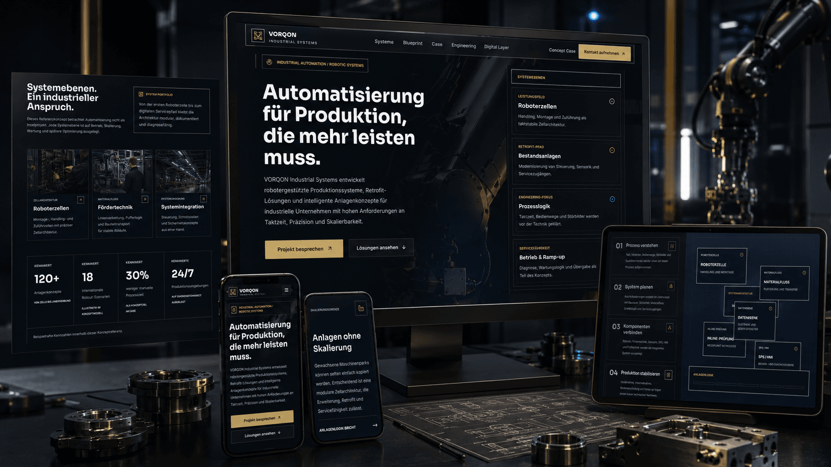 Vorqon Systems: Designrichtung für Website-Struktur und Designrichtung