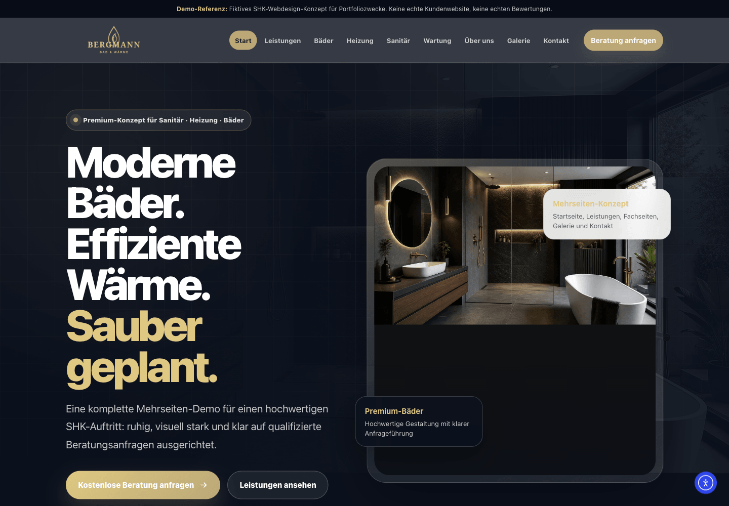Bergmann Bad & Wärme Website-Ansicht