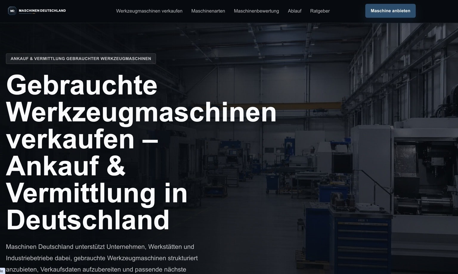 Maschinen Deutschland Website-Ansicht