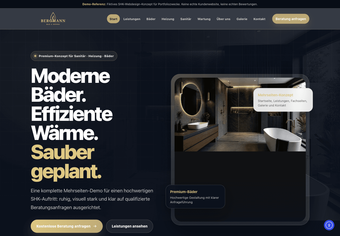 Webdesign-Referenz von mu digital für Bergmann Bad & Wärme
