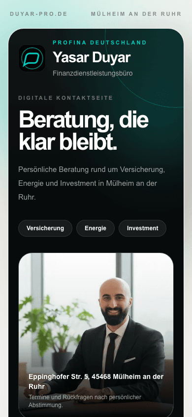 Aktueller mobiler Entwurfsstand des laufenden Projekts Duyar Pro