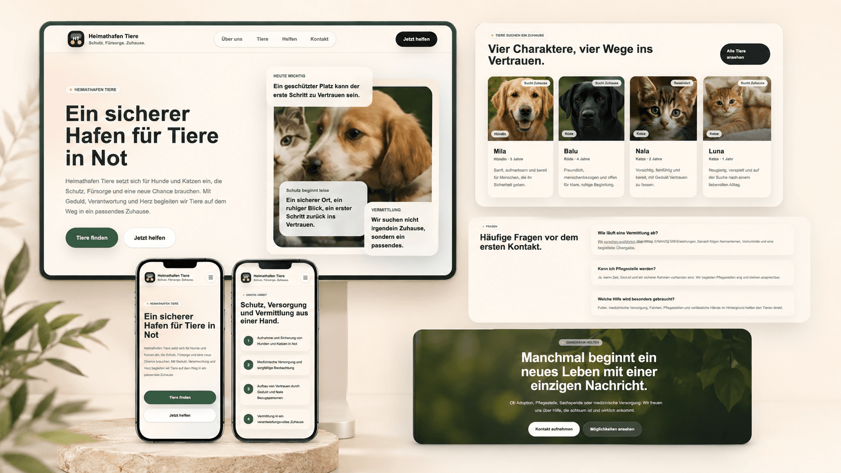 Heimathafen Tiere: Konzept für Website-Struktur und Designrichtung