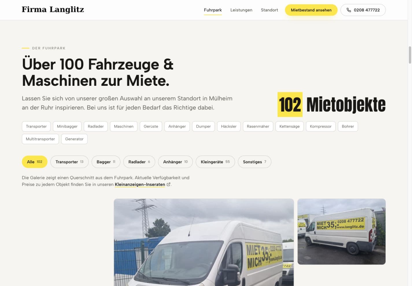 Langlitz — Fuhrpark: Kategorien, Bestandszählung und Bilder als Entscheidungshilfe