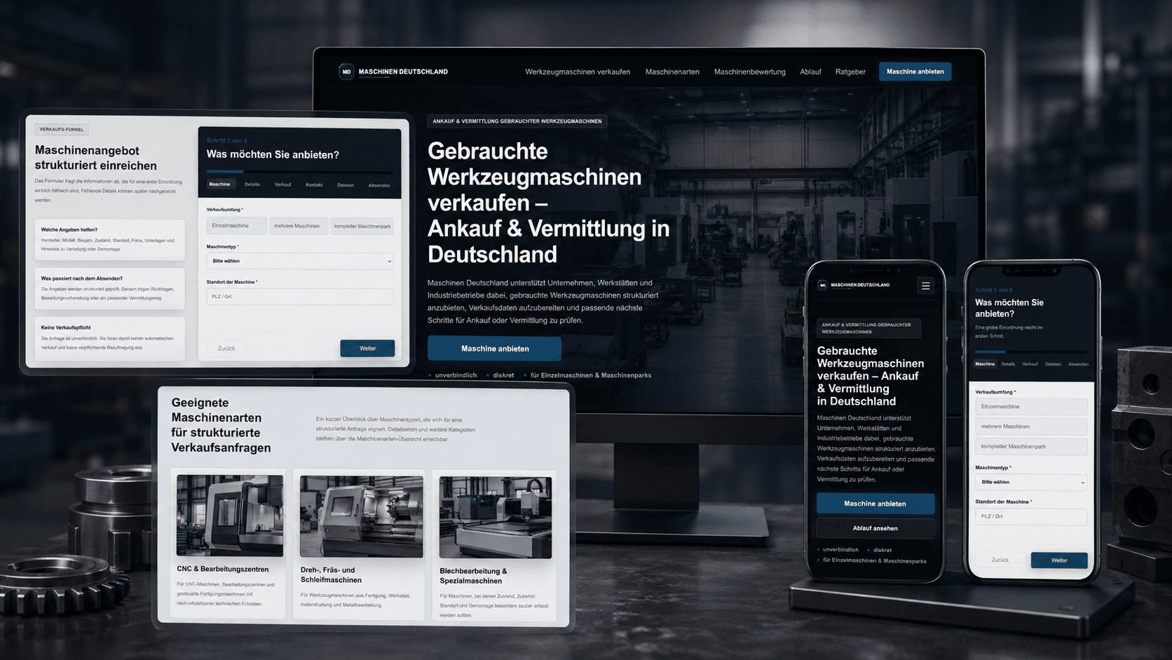 Maschinen Deutschland: Projektbeispiel für Website-Struktur und Designrichtung
