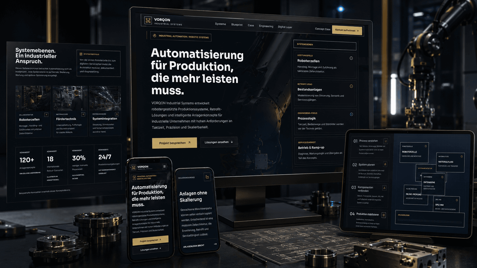 Vorqon Systems: Designrichtung für Website-Struktur und Designrichtung