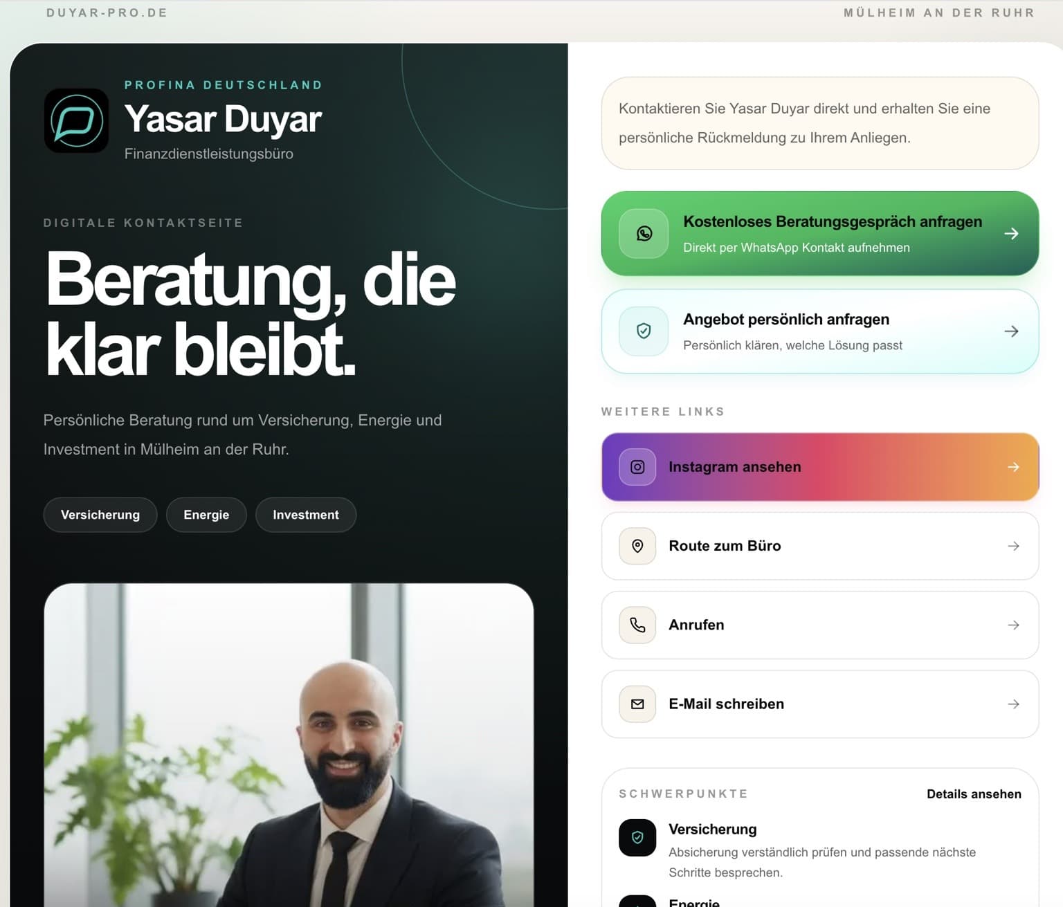 Website-Ansicht eines Service-Auftritts von mu digital