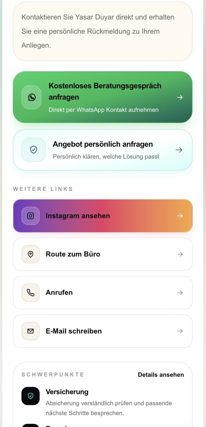 Mobile Kontaktwege im laufenden Projekt Duyar Pro