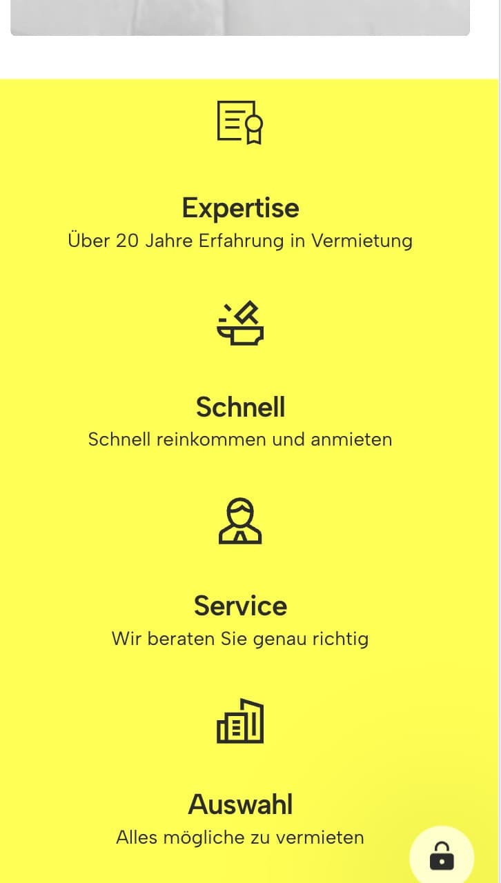 Mobile Serviceübersicht der Website von Langlitz