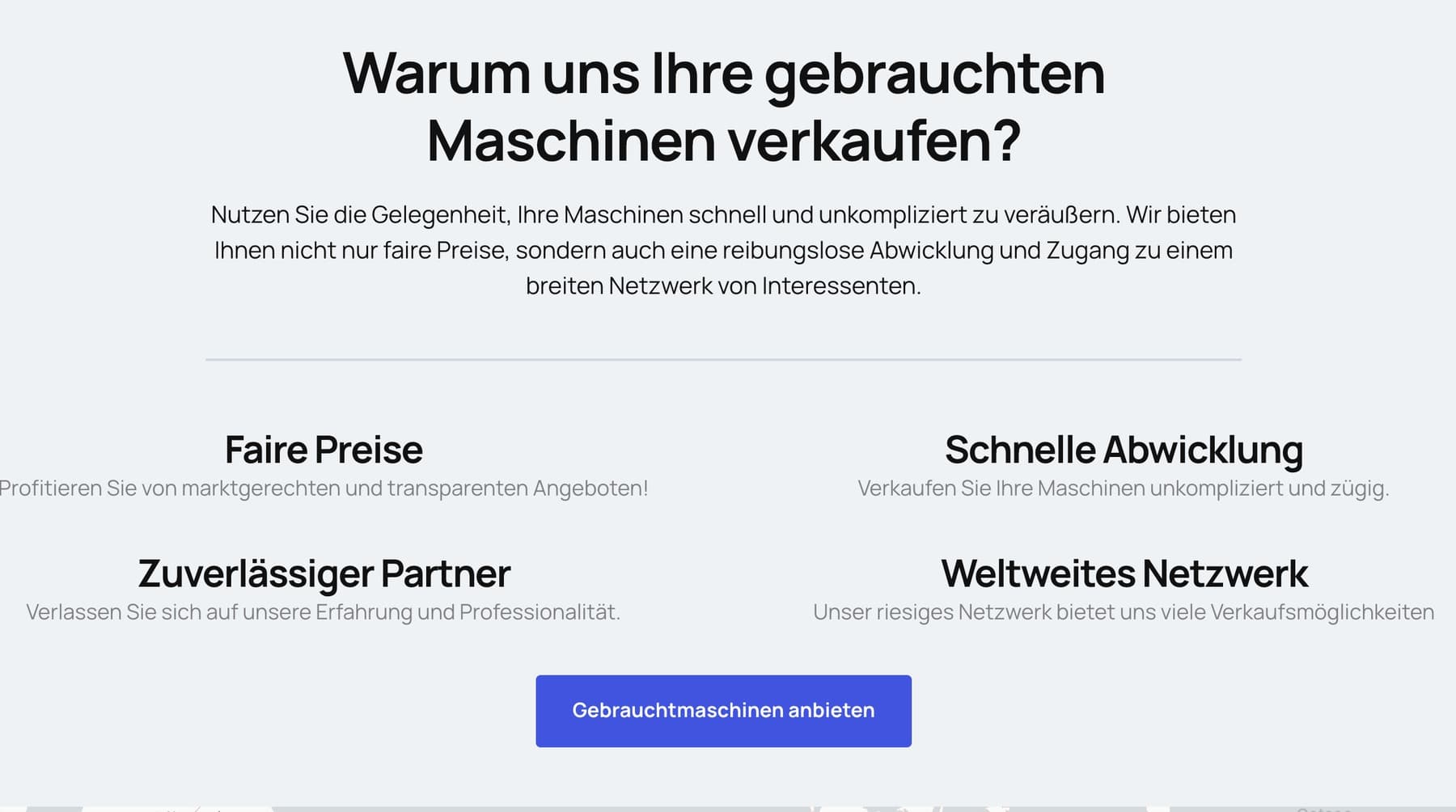 Leistungs- und Vertrauensbereich der Website von Uzun Werkzeugmaschinen